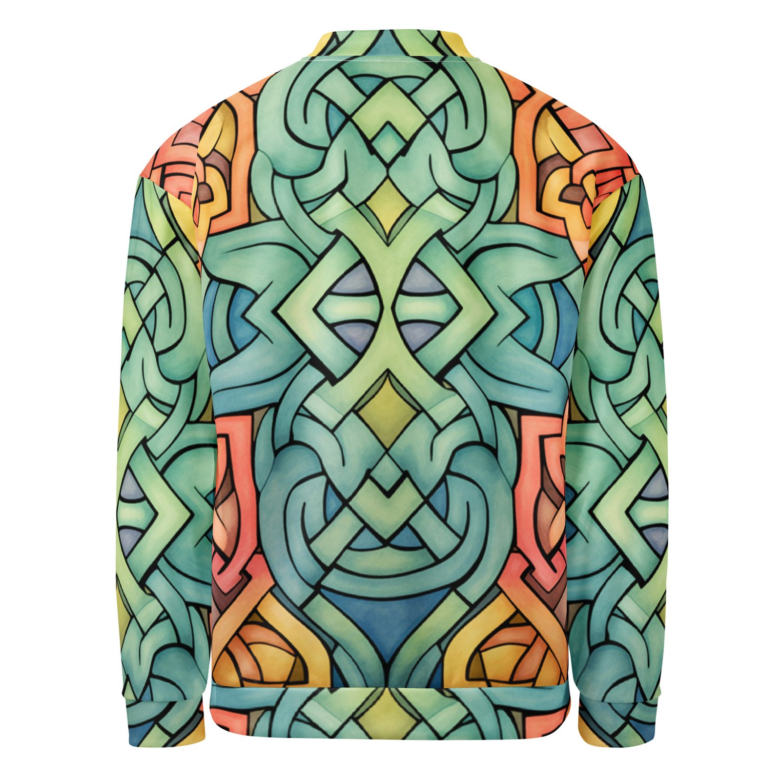 Celtic Knot Bomber Jacket Colorful Watercolor Style Coat Celtic Knot Bomber Jacket Colorful Watercolor Style Coat