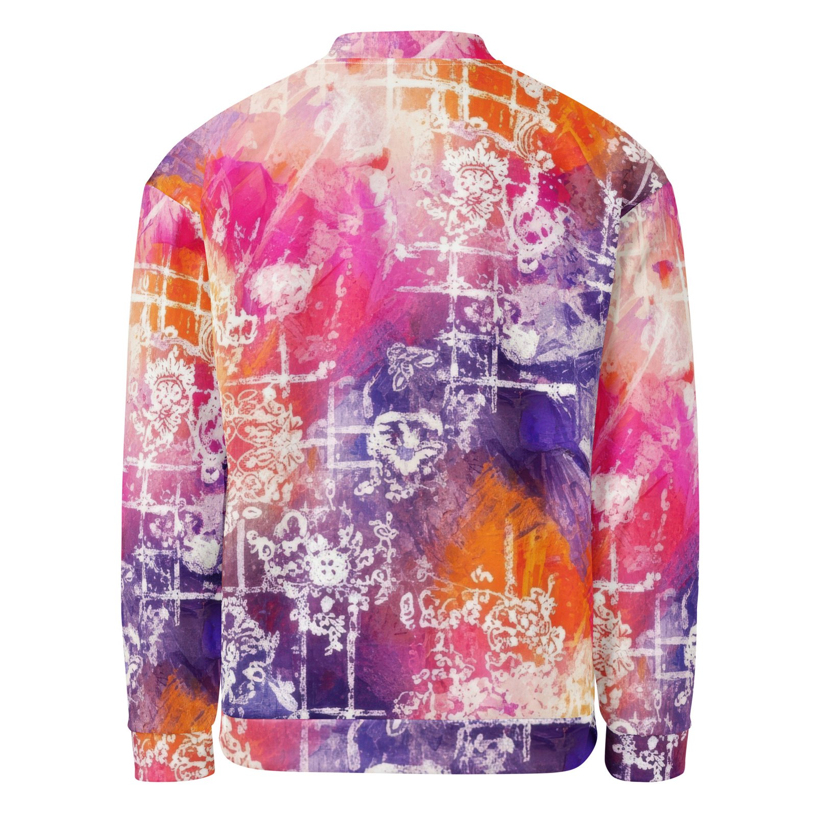 Colorful Grunge Bomber Jacket Abstract Floral Coat Colorful Grunge Bomber Jacket Abstract Floral Coat