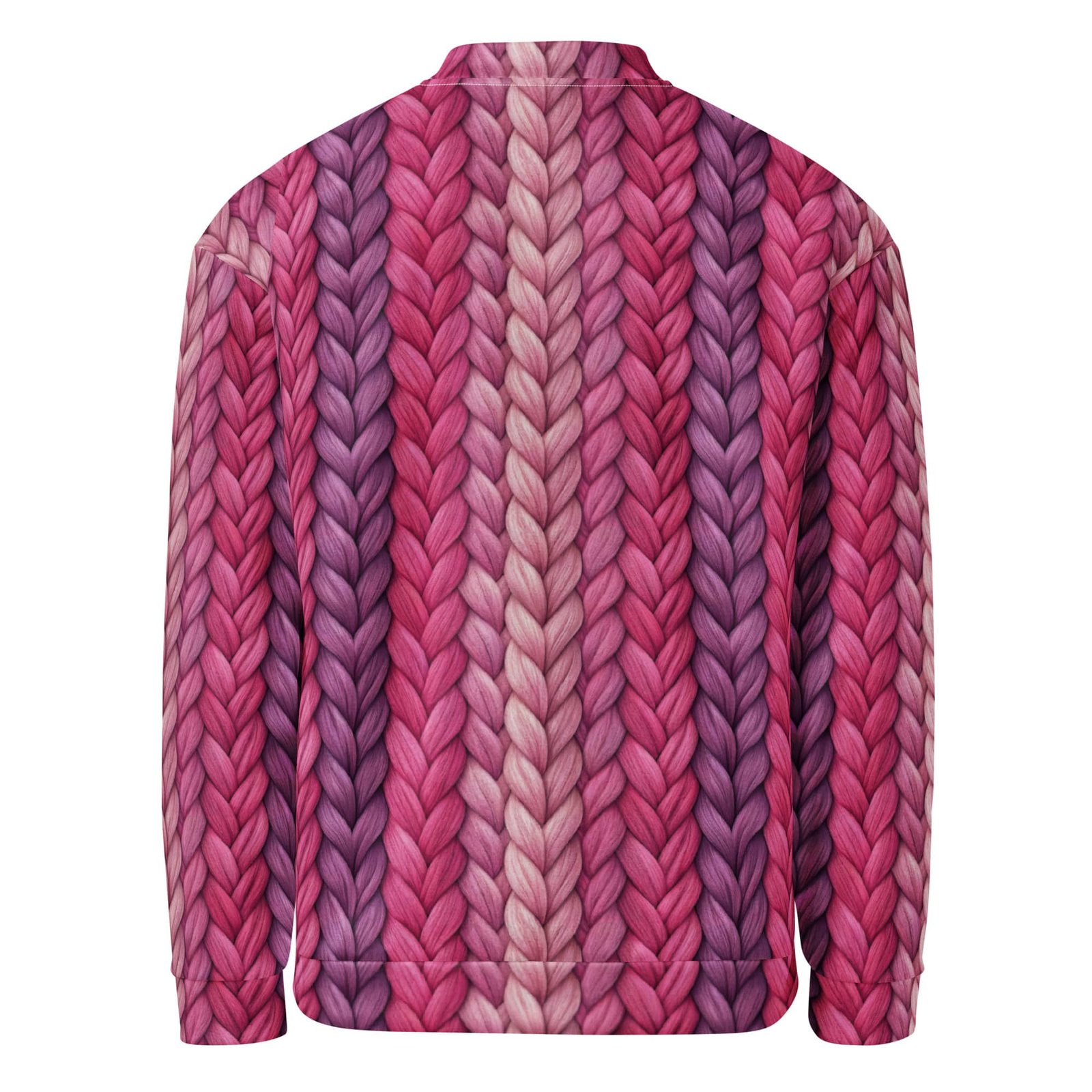 Chunky Knit Bomber Jacket Purple Braided Yarn Coat Chunky Knit Bomber Jacket Purple Braided Yarn Coat