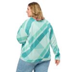 Teal Geometric Bomber Jacket Diagonal Tile Pattern Coat