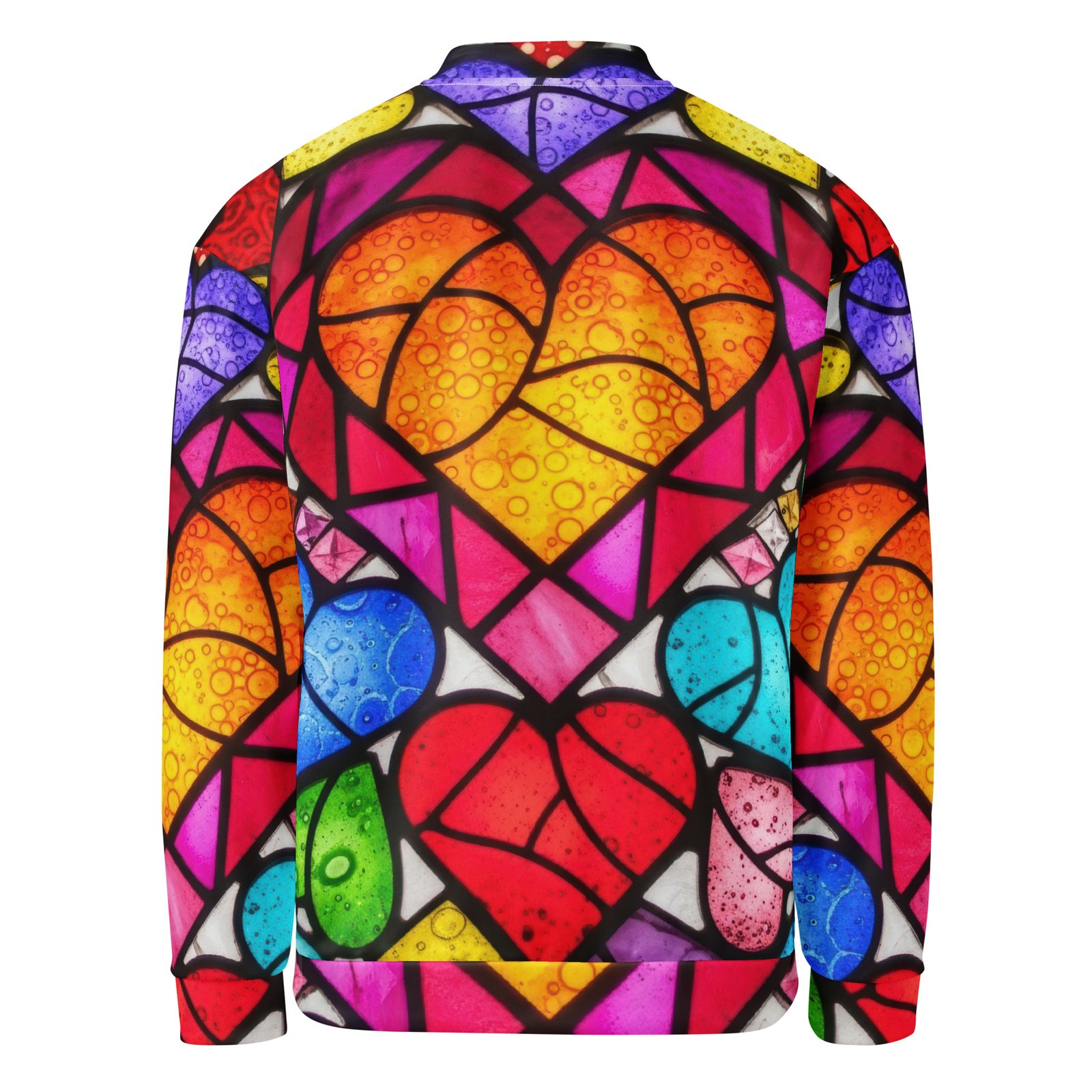 Stained Glass Heart Bomber Jacket Colorful Mosaic Coat Stained Glass Heart Bomber Jacket Colorful Mosaic Coat