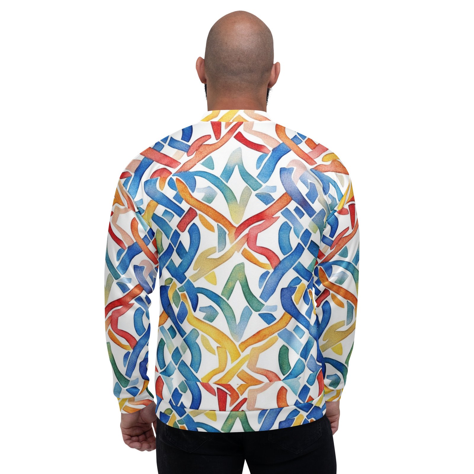 Watercolor Abstract Bomber Jacket Rainbow Brush Coat Watercolor Abstract Bomber Jacket Rainbow Brush Coat