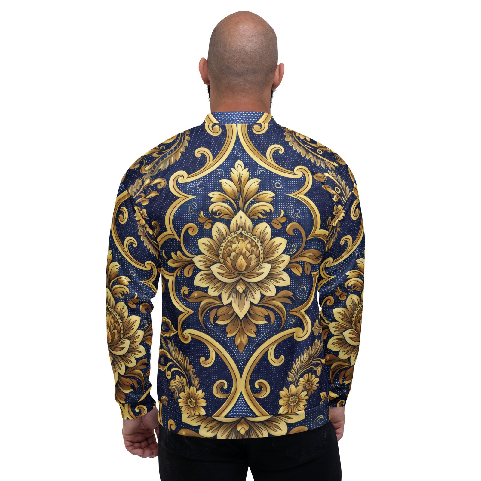 Baroque Gold Bomber Jacket Royal Blue Floral Coat Baroque Gold Bomber Jacket Royal Blue Floral Coat