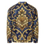Baroque Gold Bomber Jacket Royal Blue Floral Coat