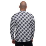 Navy Plaid Bomber Jacket Classic Diagonal Check Coat