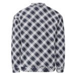 Navy Plaid Bomber Jacket Classic Diagonal Check Coat