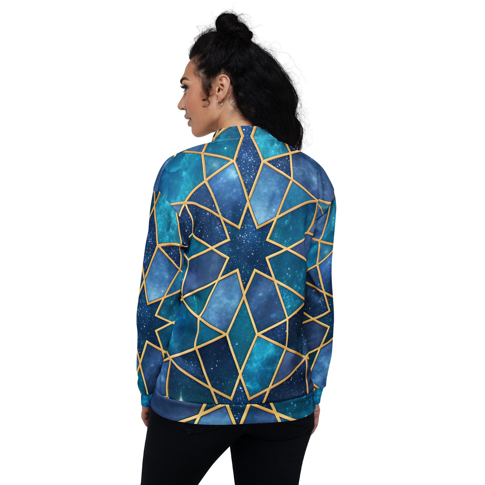 Galaxy Cube Bomber Jacket Cosmic 3d Geometric Coat Galaxy Cube Bomber Jacket Cosmic 3d Geometric Coat