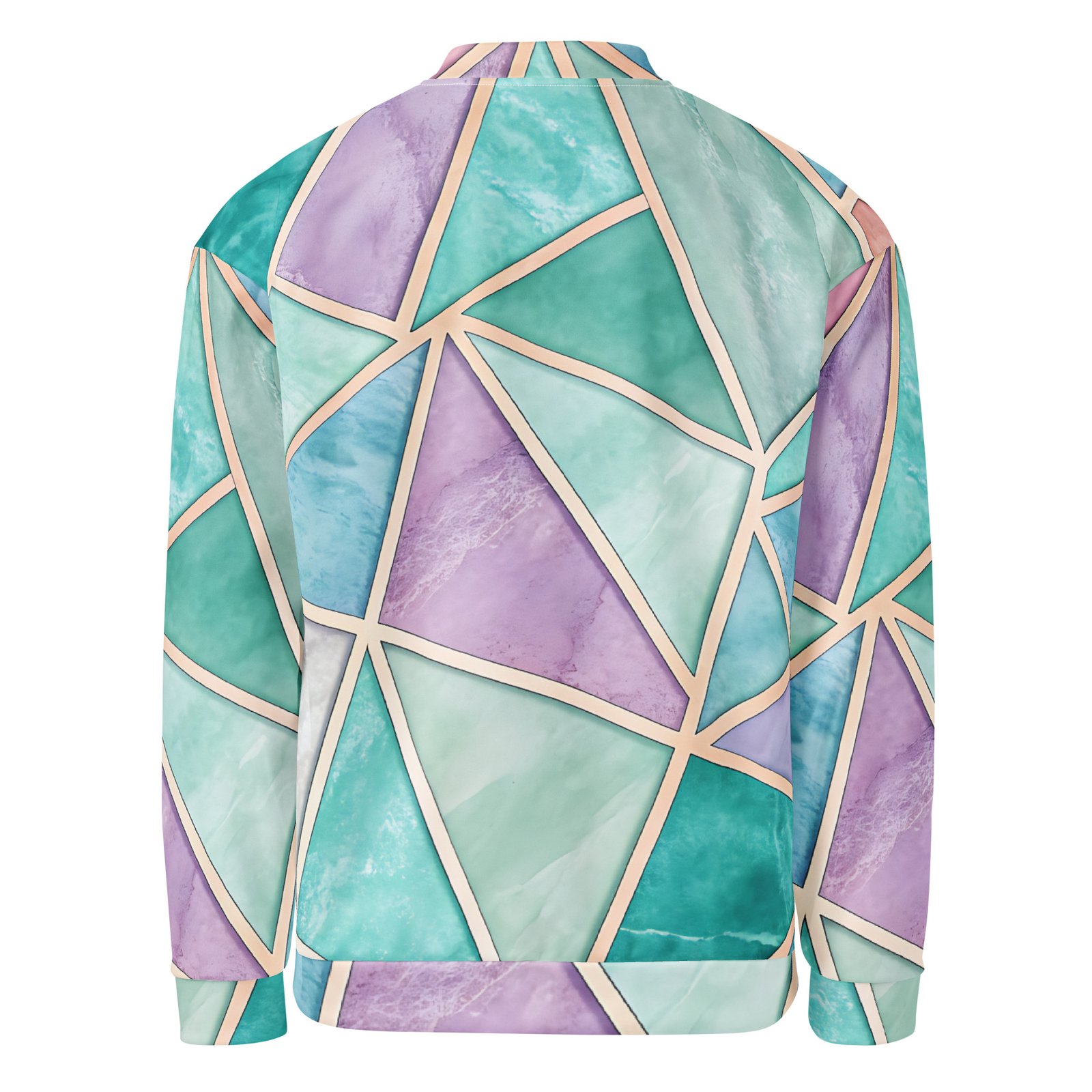 Pastel Geometric Bomber Jacket Rose Gold Triangle Coat Pastel Geometric Bomber Jacket Rose Gold Triangle Coat
