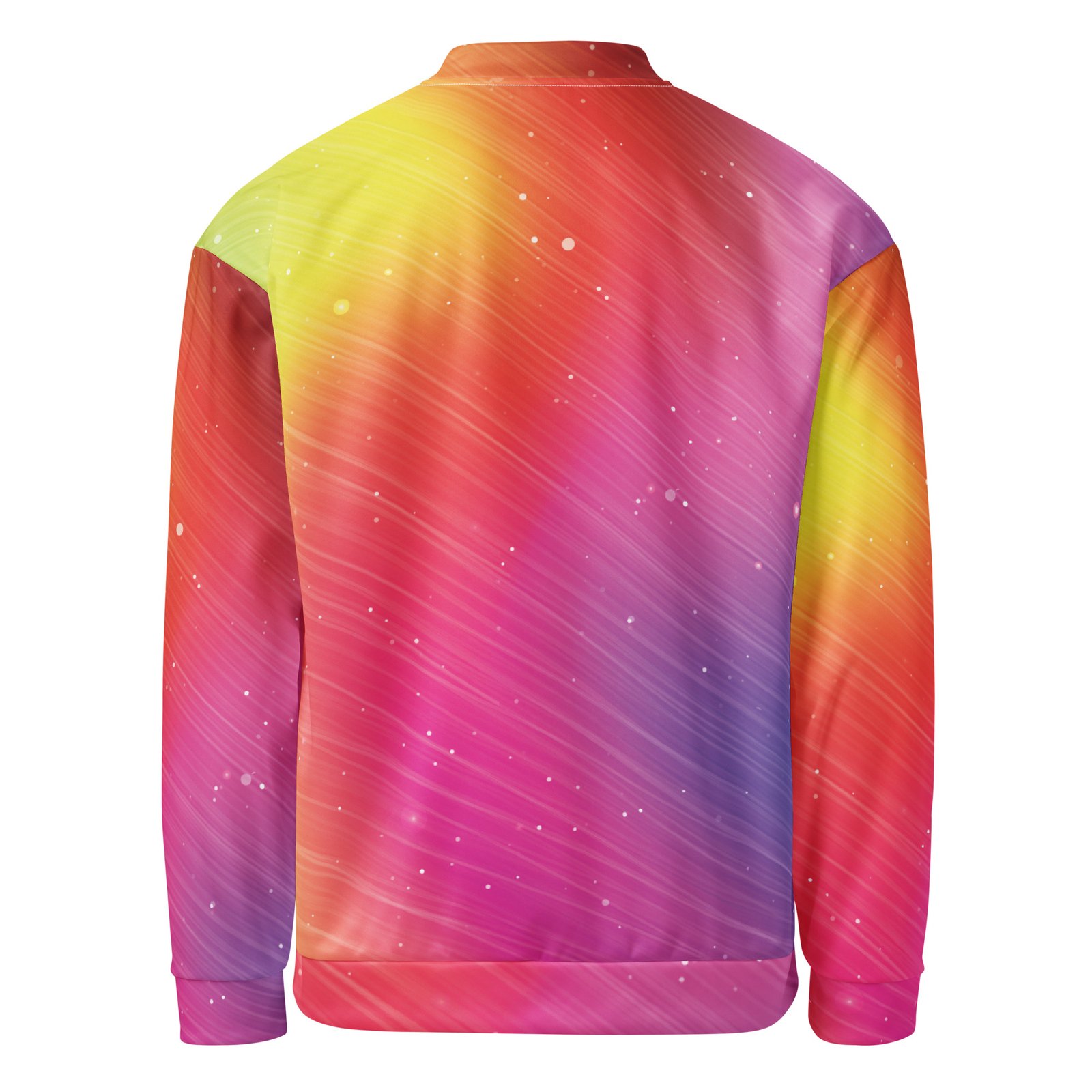 Rainbow Gradient Bomber Jacket Sparkle Diagonal Coat Rainbow Gradient Bomber Jacket Sparkle Diagonal Coat