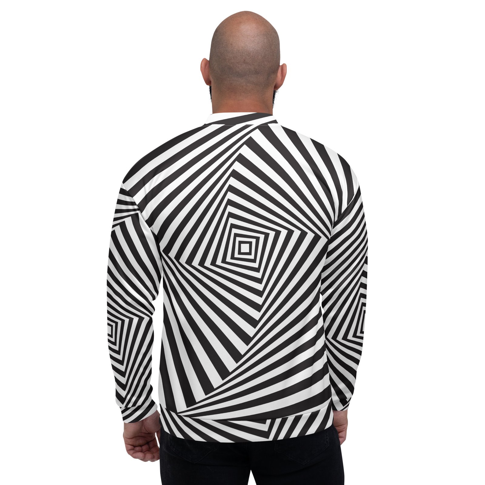 Optical Illusion Bomber Jacket Black White Geometric Optical Illusion Bomber Jacket Black White Geometric