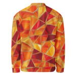 Orange Mosaic Bomber Jacket Warm Geometric Coat