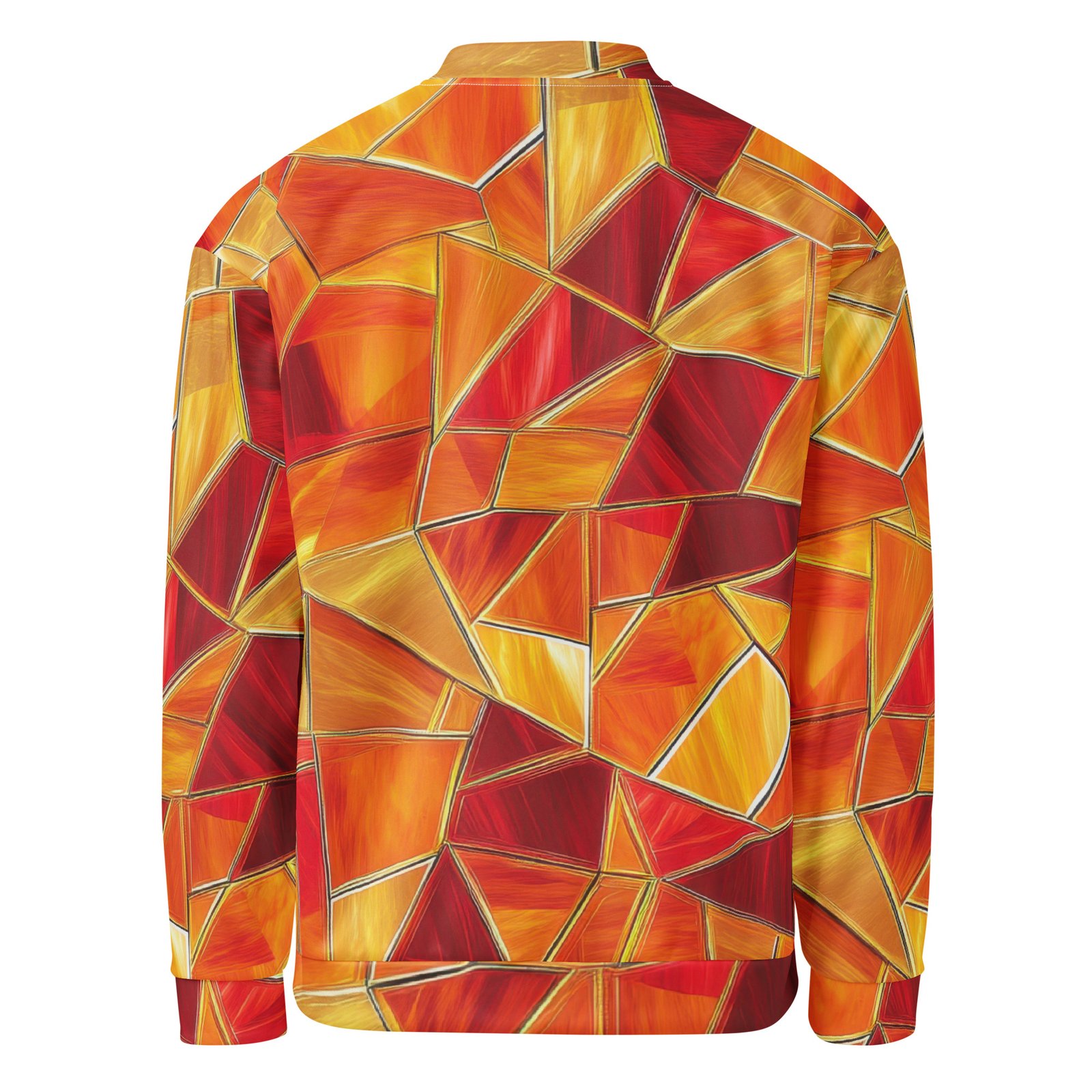 Orange Mosaic Bomber Jacket Warm Geometric Coat Orange Mosaic Bomber Jacket Warm Geometric Coat
