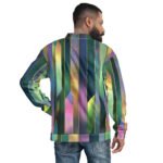 Iridescent Geometric Bomber Jacket Vertical Prism Coat