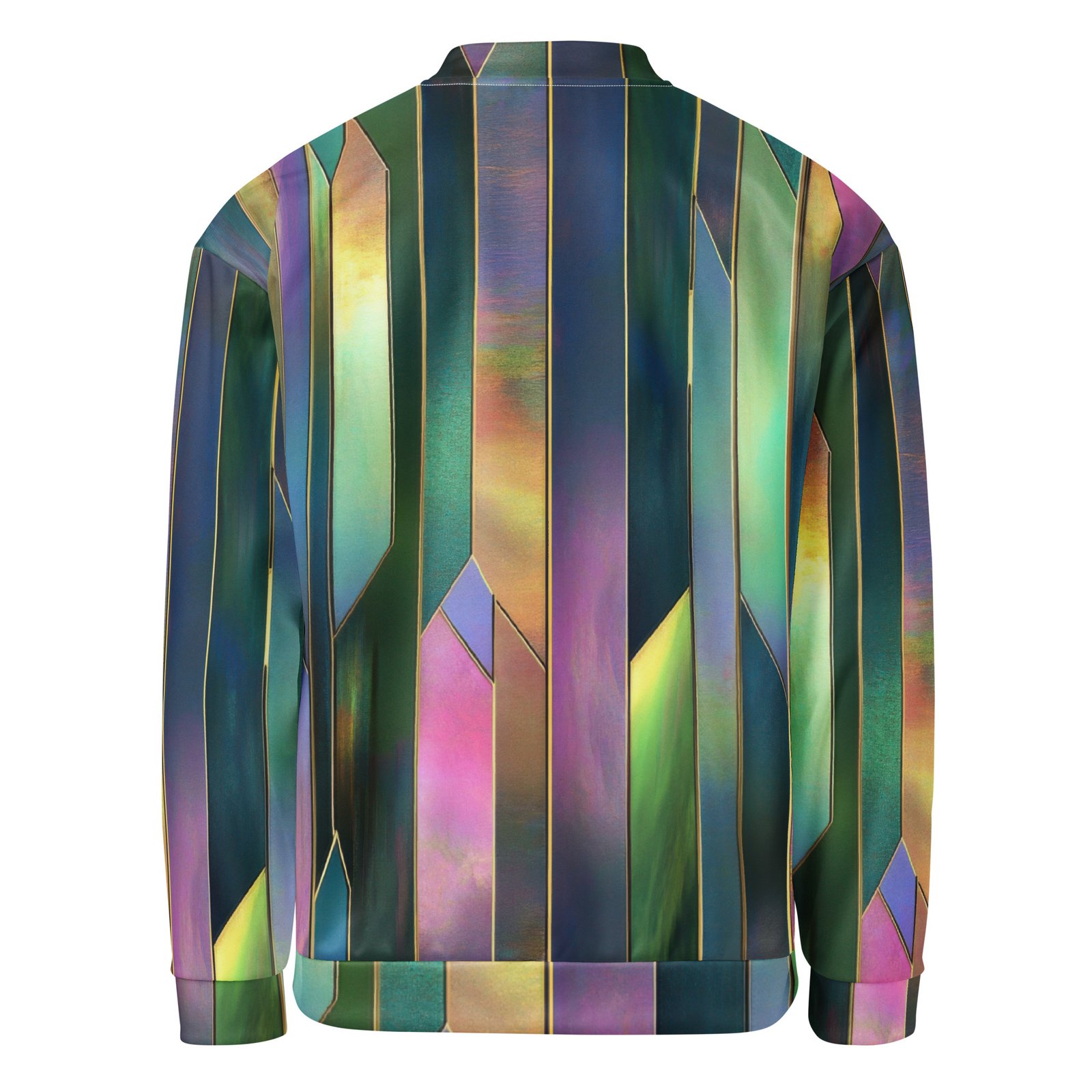Iridescent Geometric Bomber Jacket Vertical Prism Coat Iridescent Geometric Bomber Jacket Vertical Prism Coat