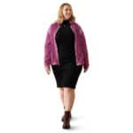 Chunky Knit Bomber Jacket Purple Braided Yarn Coat
