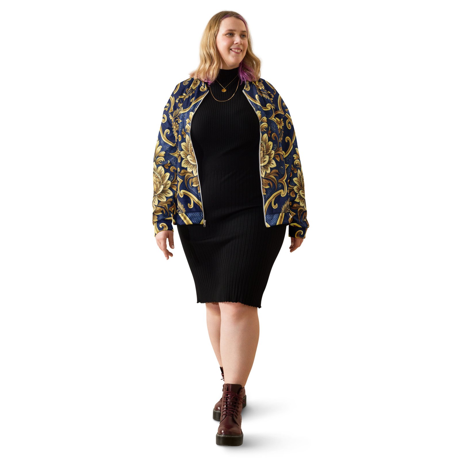 Baroque Gold Bomber Jacket Royal Blue Floral Coat Baroque Gold Bomber Jacket Royal Blue Floral Coat