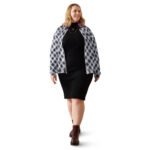 Navy Plaid Bomber Jacket Classic Diagonal Check Coat
