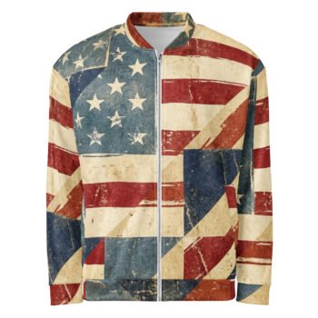 Vintage American Flag Bomber Jacket Distressed Usa