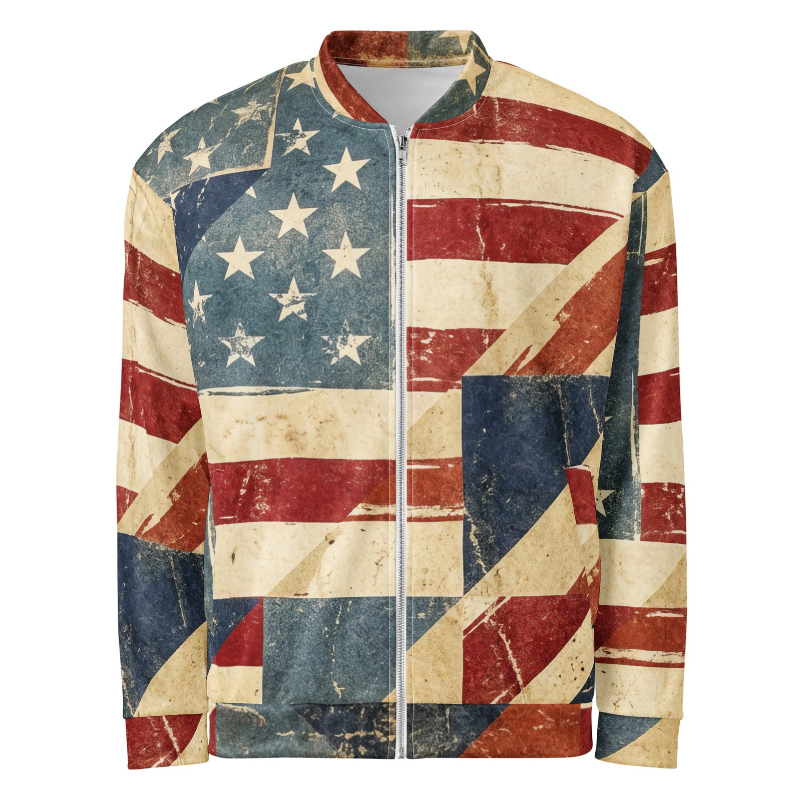 Vintage American Flag Bomber Jacket Distressed Usa Vintage American Flag Bomber Jacket Distressed Usa
