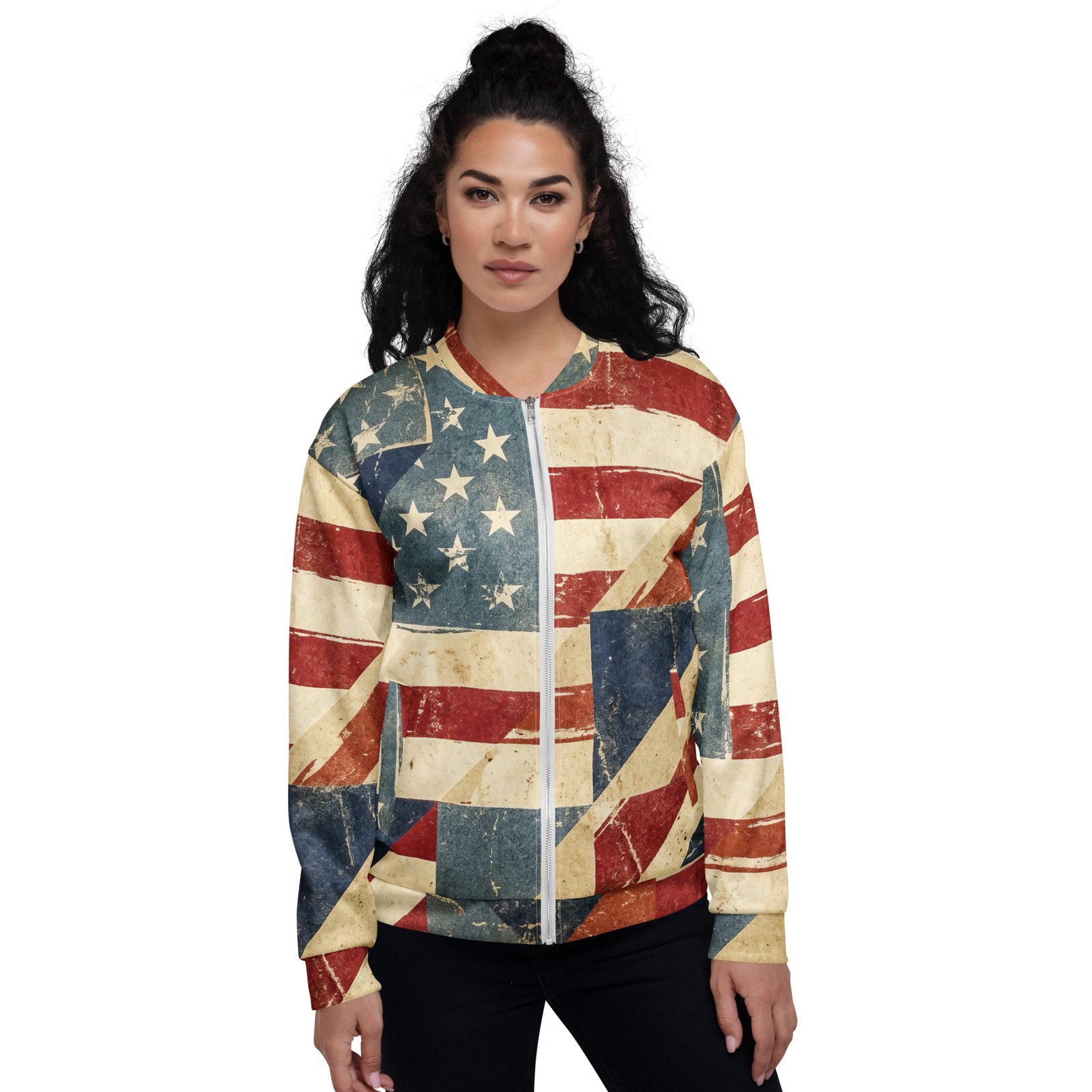 Vintage American Flag Bomber Jacket Distressed Usa Vintage American Flag Bomber Jacket Distressed Usa