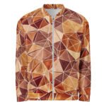 Earthy Triangle Bomber Jacket - Warm Geometric Coat 1 Earthy Triangle Bomber Jacket Warm Geometric Coat