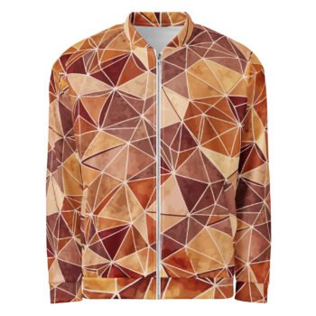 Earthy Triangle Bomber Jacket Warm Geometric Coat
