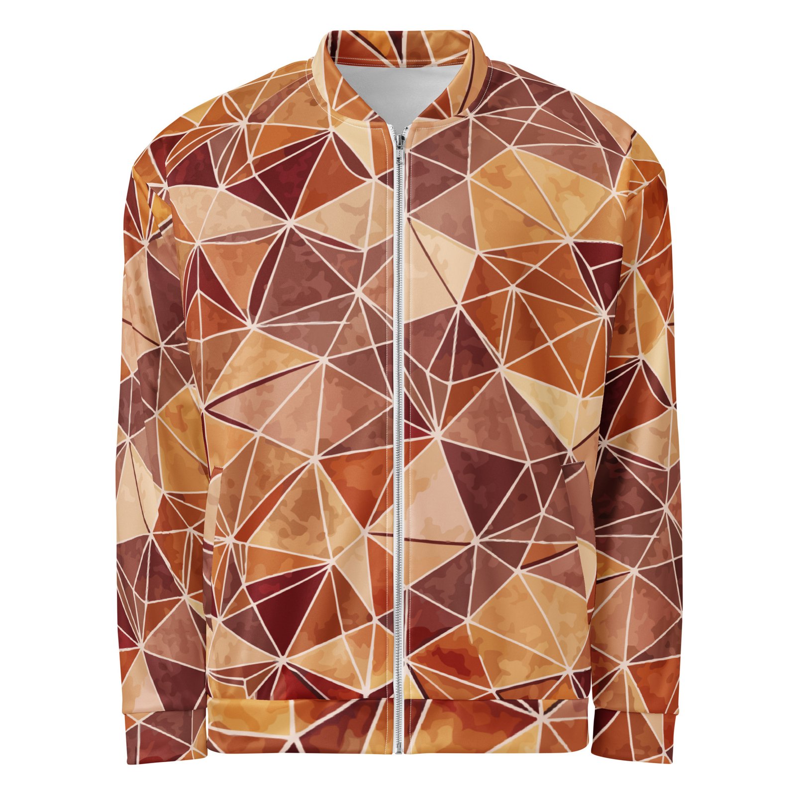 Earthy Triangle Bomber Jacket Warm Geometric Coat Earthy Triangle Bomber Jacket Warm Geometric Coat