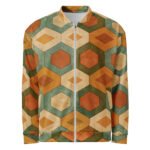 Earthy Hexagon Bomber Jacket Geometric Coat