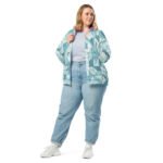 Blue Geometric Bomber Jacket Teal Triangle Coat