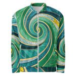 Green Spiral Bomber Jacket - Stained Glass Style Coat 1 Green Spiral Bomber Jacket Stained Glass Style Coat