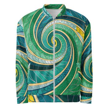 Green Spiral Bomber Jacket Stained Glass Style Coat