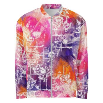 Colorful Grunge Bomber Jacket Abstract Floral Coat