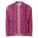 Chunky Knit Bomber Jacket Purple Braided Yarn Coat