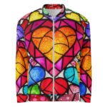 Stained Glass Heart Bomber Jacket Colorful Mosaic Coat