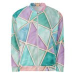 Pastel Geometric Bomber Jacket - Rose Gold Triangle Coat 1 Pastel Geometric Bomber Jacket Rose Gold Triangle Coat