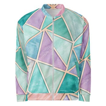Pastel Geometric Bomber Jacket Rose Gold Triangle Coat