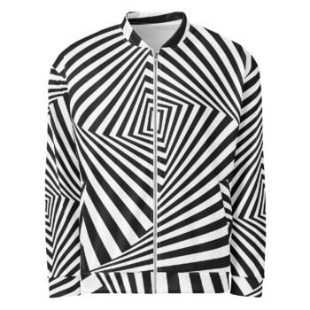 Optical Illusion Bomber Jacket Black White Geometric