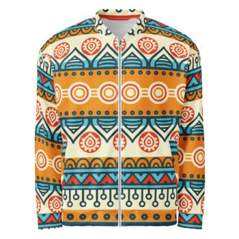 Tribal Stripe Bomber Jacket Colorful Boho Geometric Coat