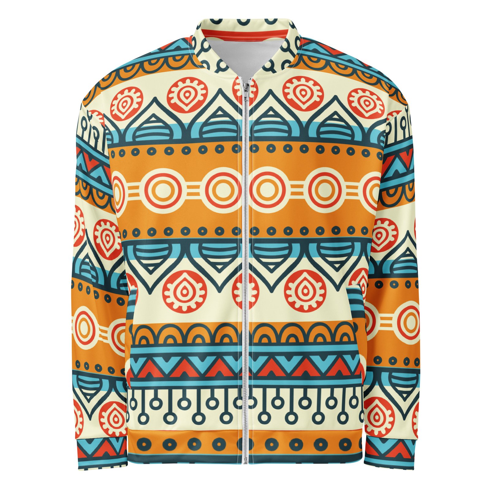 Tribal Stripe Bomber Jacket Colorful Boho Geometric Coat Tribal Stripe Bomber Jacket Colorful Boho Geometric Coat