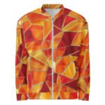 Orange Mosaic Bomber Jacket - Warm Geometric Coat 1 Orange Mosaic Bomber Jacket Warm Geometric Coat