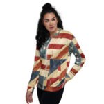 Vintage American Flag Bomber Jacket Distressed Usa