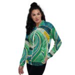 Green Spiral Bomber Jacket Stained Glass Style Coat