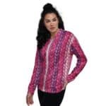 Chunky Knit Bomber Jacket Purple Braided Yarn Coat