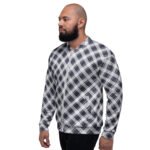 Navy Plaid Bomber Jacket Classic Diagonal Check Coat