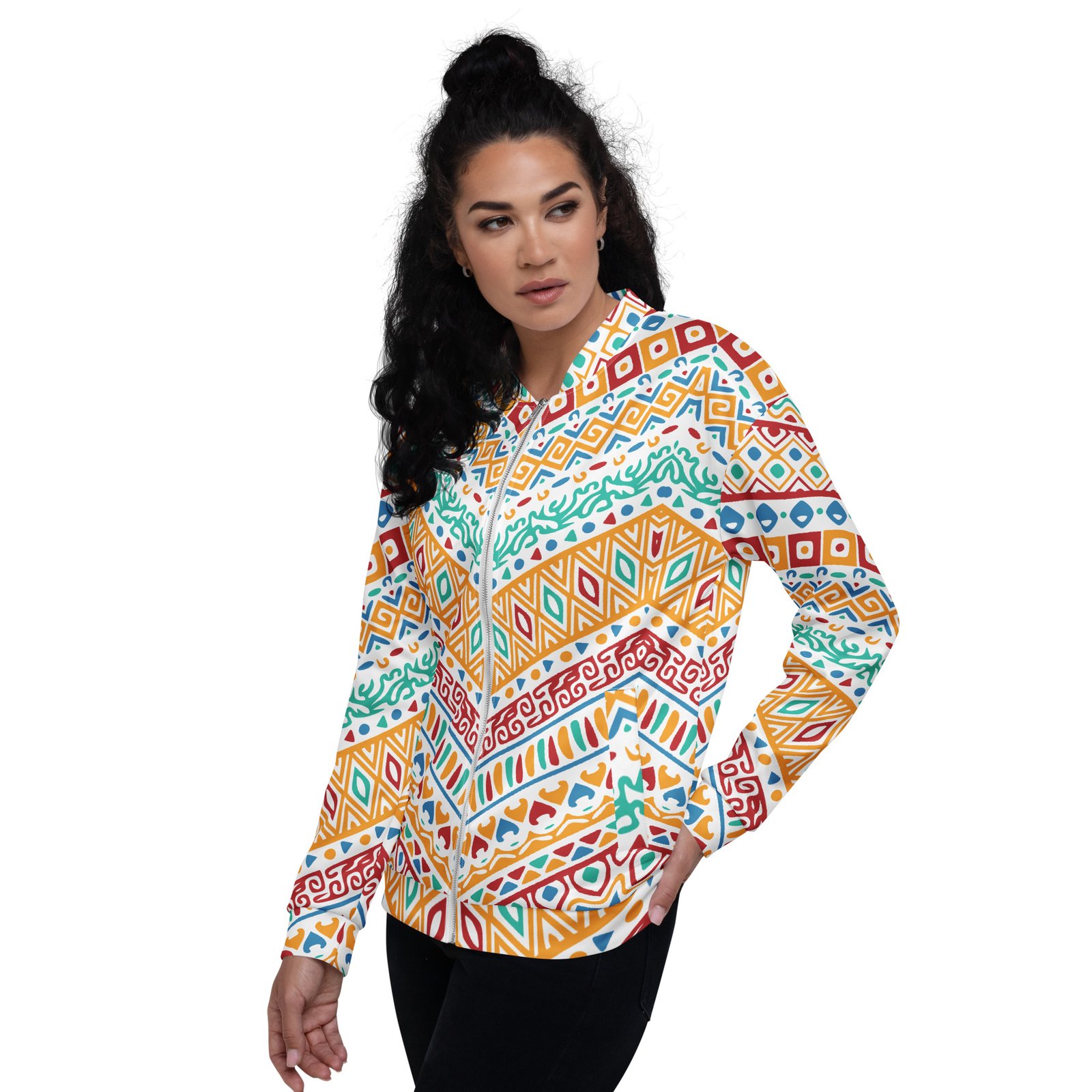 Colorful Tribal Bomber Jacket Vibrant Chevron Coat Colorful Tribal Bomber Jacket Vibrant Chevron Coat