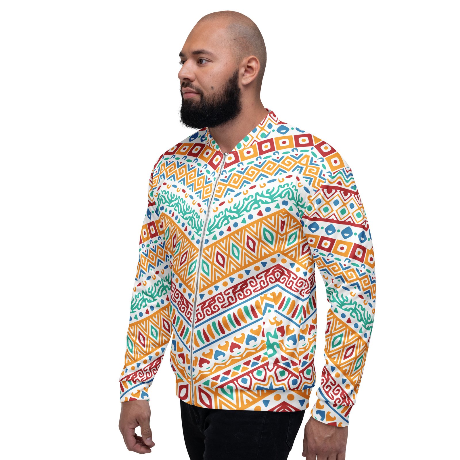Colorful Tribal Bomber Jacket Vibrant Chevron Coat Colorful Tribal Bomber Jacket Vibrant Chevron Coat