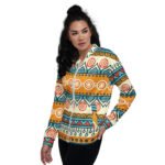 Tribal Stripe Bomber Jacket Colorful Boho Geometric Coat