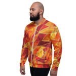Orange Mosaic Bomber Jacket Warm Geometric Coat