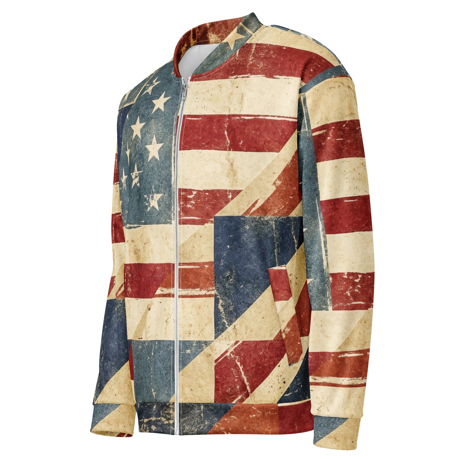 Vintage American Flag Bomber Jacket Distressed Usa Vintage American Flag Bomber Jacket Distressed Usa