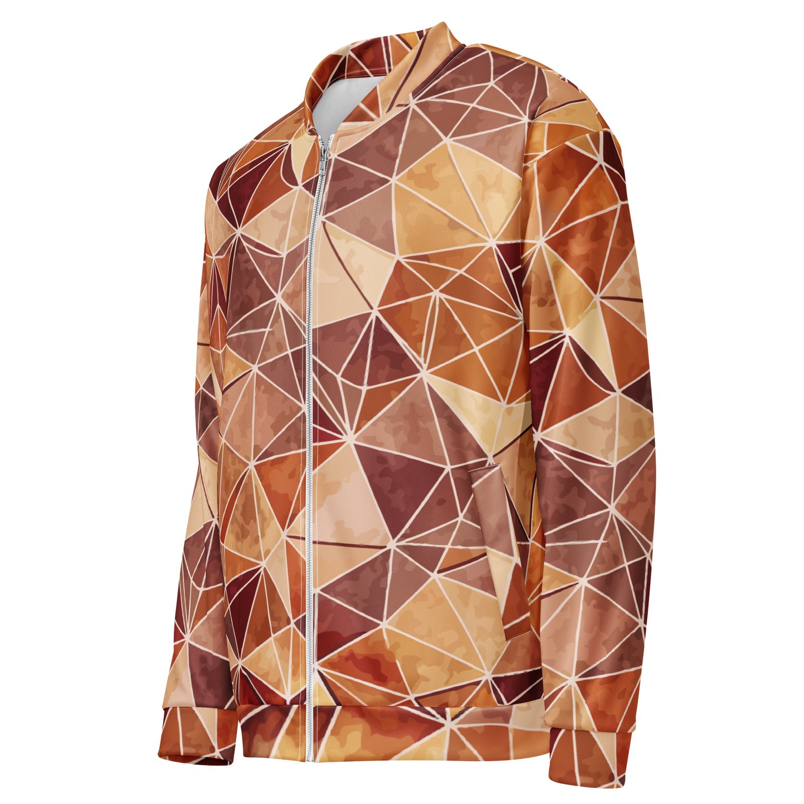Earthy Triangle Bomber Jacket Warm Geometric Coat Earthy Triangle Bomber Jacket Warm Geometric Coat